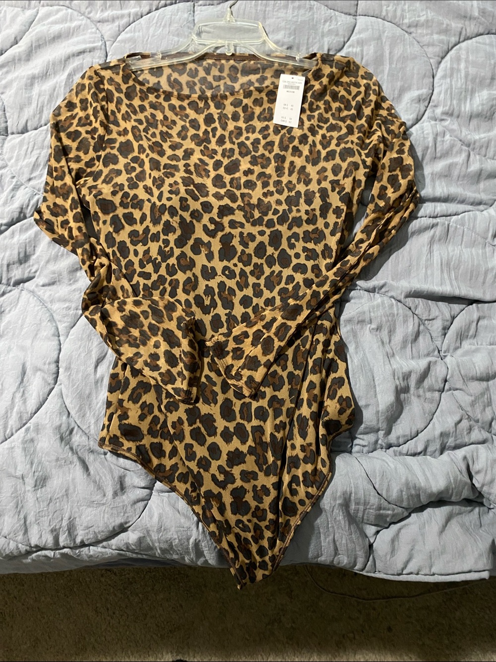 Abercrombie & Fitch Leopard Print Long-Sleeve Bodysuit - Tan & Black
